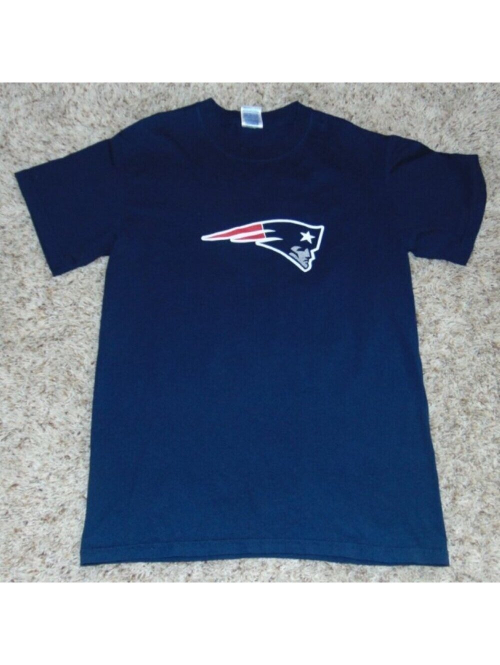 Mens Brady New England Patriots Small Vintage NFL Football Blue Short Sleeve Tee